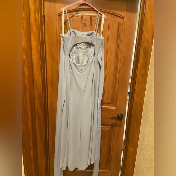 Azazie ‘Cosette’ Bridesmaids Dress Dusty Blue Chiffon - Picture 7 of 10